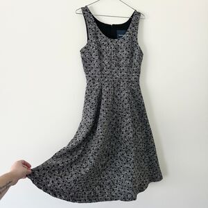 ModCloth Black White Tweed Polka Dot A Line Skater Dress Pockets Women's Size 4